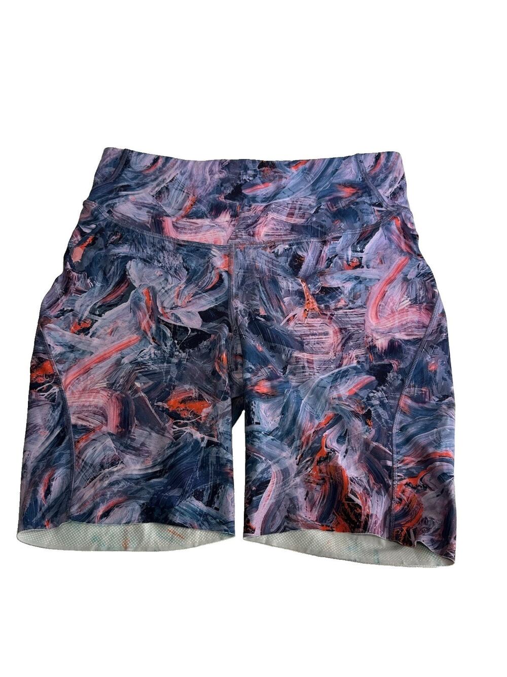 Lululemon Athletica Base Pace Hi-Rise 8”Multicolor Abstract Biker Shorts Size 8